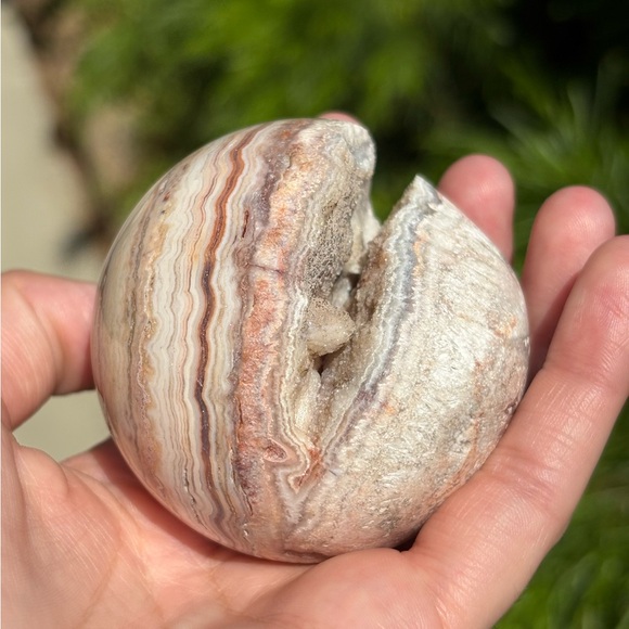 Crazy Lace Agate Sphere with Druzy Pocket - Picture 6 of 14